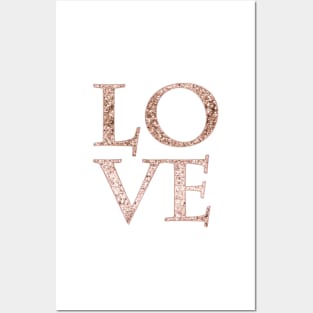 Sparkling rose gold glitter love Posters and Art